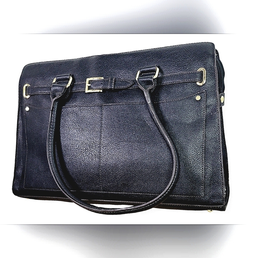 Liz Claiborne Black Laptop Bag Briefcasw with Structured Pebbled Design - Picture 5 of 16